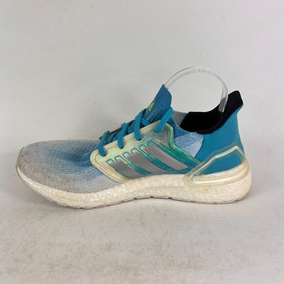 Adidas ultraboost 20 mens 10.5 blue shimmer white signal cyan athletic sneakers - Picture 6 of 11